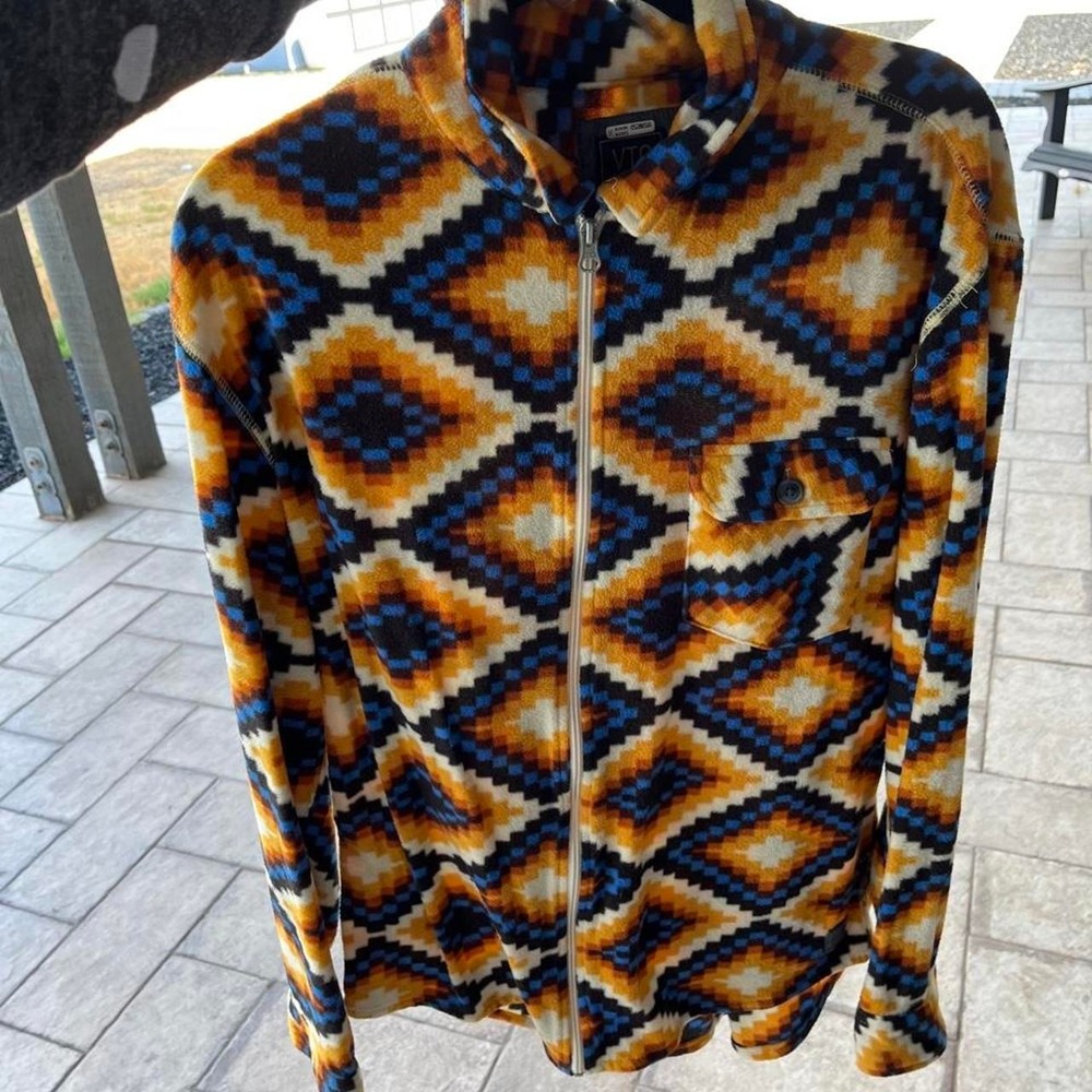 Vintage 1946 Zip Up Fleece Jacket Aztec Diamond Print XL